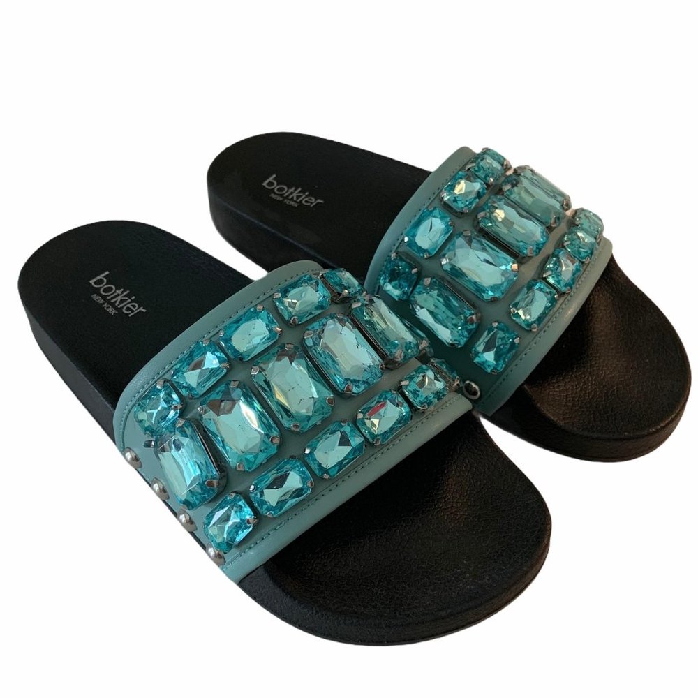 Botkier Freda Blue Crystal Slide Sandals